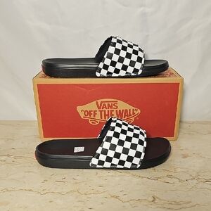 NWT Vans Off The Wall Mens La Costa White Black Checkerboard Slip-on Sandals 8